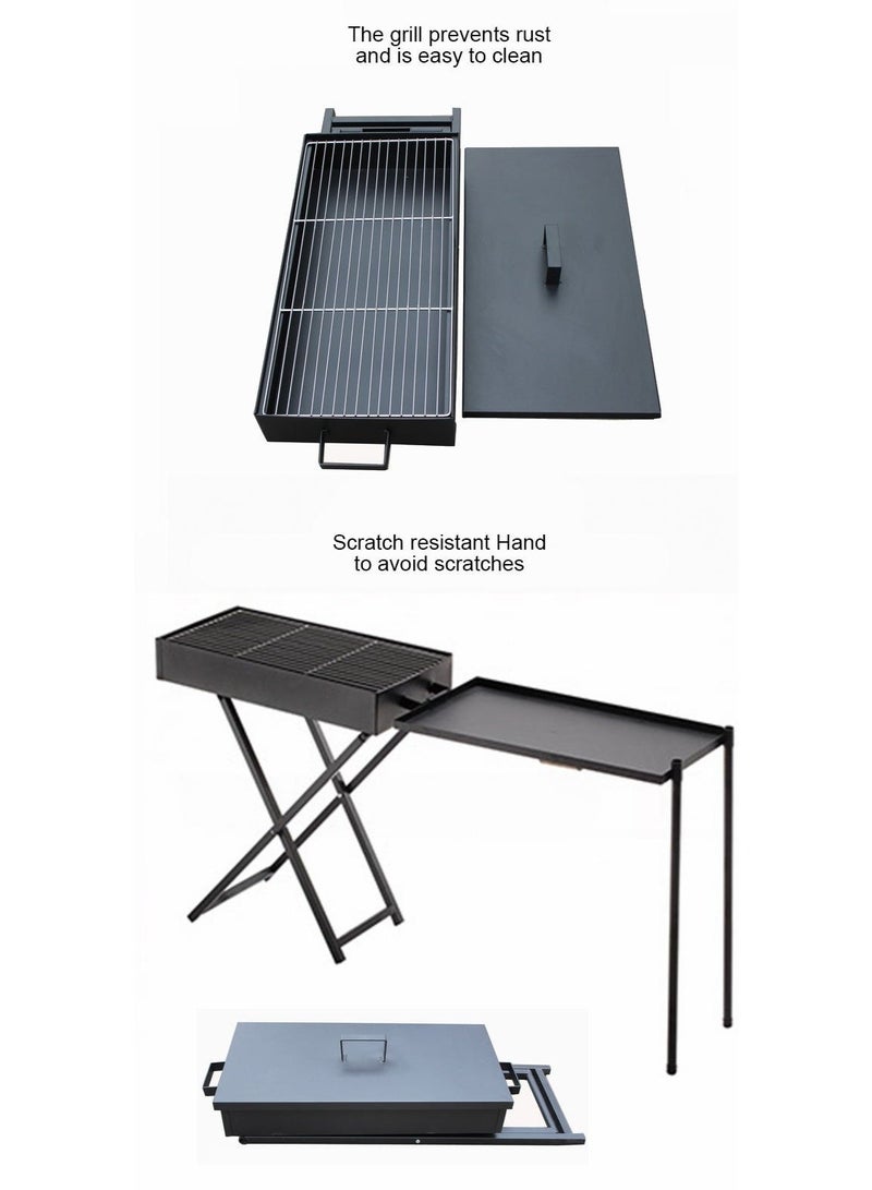 Portable Foldable Charcoal BBQ Grill with Extended Side Table – Heavy-Duty Outdoor Barbecue Stand for Camping, Picnics, and Backyard Parties - Image 2